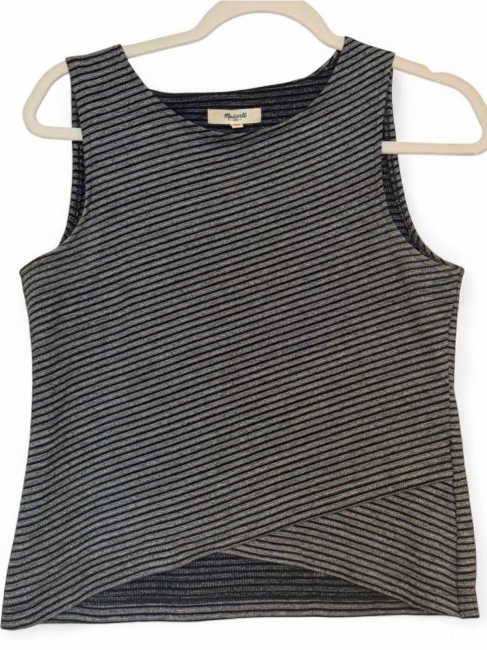 Madewell Black & Gray Striped Sleeveless Tank